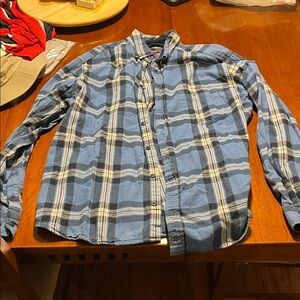 Merona Blue and White Plaid Casual Shirt